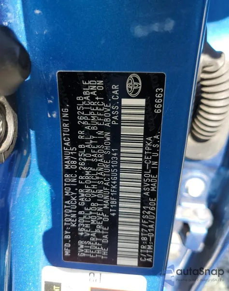 2016 Toyota Camry Le from USA, damaged, VIN 4T1BF1FK4GU510341